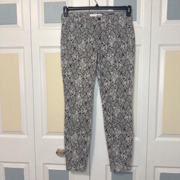 Ella Moss Denim - Ella Moss Anthropologie Mid Rise Skinny Grey Black White Snake Print Pants‎ 29